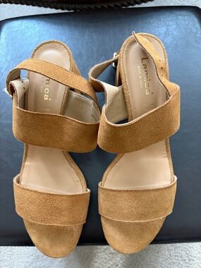 Lambica Tan Suede Women's Sandals - Elegant Casual Strappy Heels
